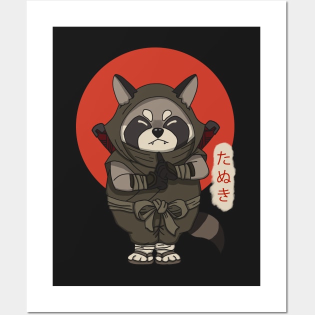 Ninja Tanuki Wall Art by Luna Illustration